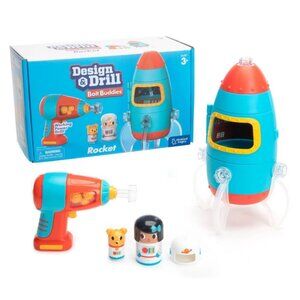 Design Drill Bolt Buddies Rocket Building Set with Toy Drill and Figures New